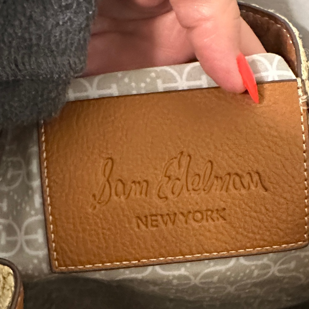 Sam Edelman Tan Leather & Raffia Crossbody Bag. NWOT. Flawless Hardware. - Picture 9 of 16